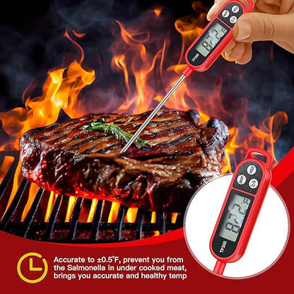 12 Pcs Meat Food Thermometer Food with Probe Water Liquid Instant Read Digital Thermometer Kitchen Cooking Supplies for Cooking BBQ Milk Yogurt (Red)