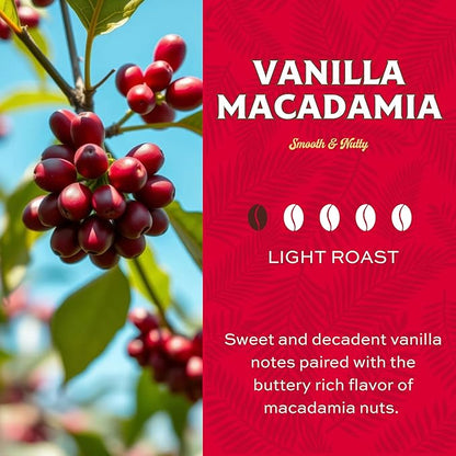 Lion Coffee, Arabica Coffee Beans, Light Roast Whole Bean Coffee, Vanilla Macadamia Flavor, A Taste of Aloha, 24 Ounce Bag (Pack of 2)