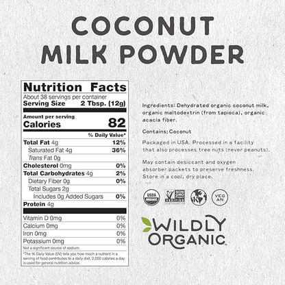 Wildly Organic Coconut Milk Powder 16 Oz, 1 lb Bag - Organic, Dairy-Free, Dry Milk Powder, Unsweetened, Dehydrated, Gluten-Free, Soy-Free, Non-GMO, Kosher, Vegan, 97% Coconut Milk with Zero Fillers | Makes Coconut Milk & Cream by Adding Water, Perfect ...