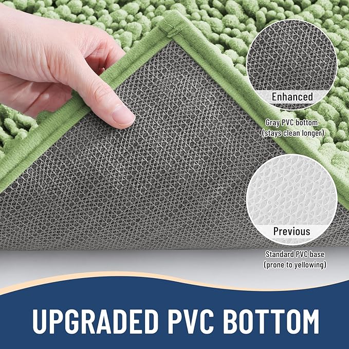 Arotive Luxury Chenille Bathroom Rug Mat, Extra Soft Thick Absorbent Shaggy Bath Rugs, Non-Slip Machine Wash Dry, Plush Bath Mats for Bathroom, Shower and Tub, 40x32, Sage Green