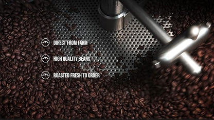 PURE EARTH COFFEE CO. Whole Bean Coffee, Summit Signature Blend, Medium Espresso Roast, Dark Chocolate, Berry, Creamy Brown Sugar 12oz