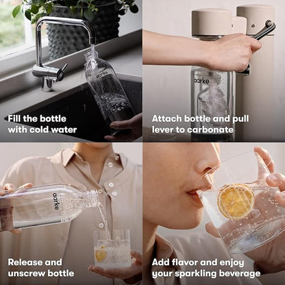 Aarke Carbonator lll with CO2 Cylinder, Sparkling & Carbonation Water Machine, Stainless Steel with PET BPA-Free Reusable Bottle Volume 1L/34 fl oz (Gold)