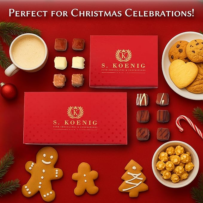 Luxury Milk Chocolate Truffles Gift Box – 18 Piece Assorted Belgian-Style Holiday Chocolates – Gourmet Candy for Christmas Gifts, Stocking Stuffers, Birthdays, Anniversaries & Dessert Platters