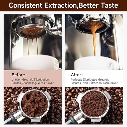 KitchenTour Espresso Accessories Kit 53.5mm, WDT Tool, Dosing Funnel and Puck Screen Set, 304 Stainless Steel Needle Coffee Distribution Stirrer, Portafilter Dosing Ring for Barista 53.5mm