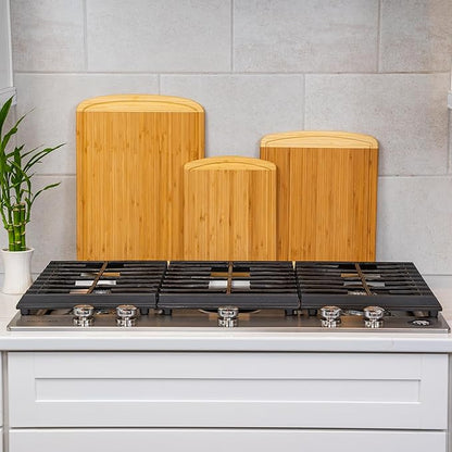 FSC® Certified Extra Large Bamboo Cutting Board Set, Organic Wood Cutting Boards for Kitchen with 67% Larger Surface, Non Toxic Cutting Boards with Lifetime Replacements