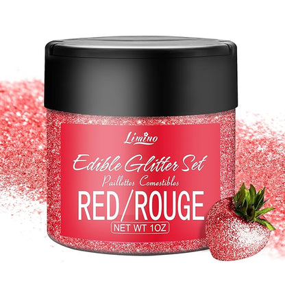 Edible Glitter - 30g Edible Luster Dust Metallic Food Grade Coloring Glitter for Drinks, Cake Decorating, Baking - Edible Dust Powder Shimmer Sprinkle Powder for Icing, Cocktail, Wine, Candy (Red)