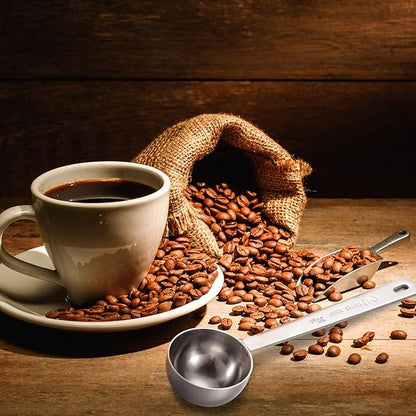 Geiserailie 4 Pieces 2 Tablespoon Scoops with Long Handle, 30 ml Stainless Steel Measuring Spoon for Coffee Milk Fruit Powder, Loose Tea Dry, Spice Jar, Cooking Baking, and Other Dry Goods