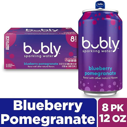 bubly Sparkling Water, Blueberry Pomegranate, Zero Sugar & Zero Calories, Seltzer Water, 12 Fl Oz Cans (Pack of 8)
