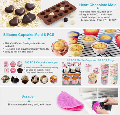 Cake Decorating Kits 567 PCS Baking Set with Springform Pans Set, Rotating Turntable, Decorating Tools, Cake Baking Supplies for Beginners and Cake Lovers
