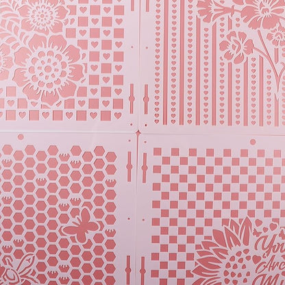 4-Pack Reusable Stencil Set for Crafting, Painting, and DIY Projects – Durable, Versatile, and Easy-to-Use Stencils for Walls, Fabric, Wood, and More
