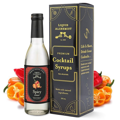 Liquid Alchemist Spicy Habanero Infused Simple Syrup for Cocktails – Real Ingredients Make our Habanero Syrup a Great Spicy Margarita Mix & Paloma Picante - Vegan, Non-GMO Sweet Heat Drink Mix (12 oz)