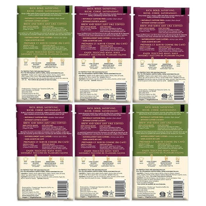 Teeccino Herbal Coffee Sampler - 6 x 30g Trial Size Chicory Coffee Alternatives - French Roast, Vanilla Nut, Hazelnut, Mocha, Maca Chocolate, Java – Prebiotic, Caffeine Free & Acid Free