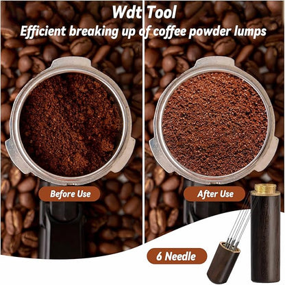 51mm Tamper Espresso Accessories Kit, Coffee Espresso Tamper Set with Wdt Tool, Espresso Tamper Mat, Espresso Dosing Funnel, 51mm Espresso Puck Screen, Coffee Tamper Espresso Barista Tools
