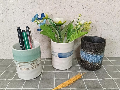 Stoneware Coffee Bar Utensil Holder Tea & Coffee Spoon & Stirrer Holder for Stir Stick Straw Teaspoon Holder Spoon Cup Small Utensil Jar (Fireworks)