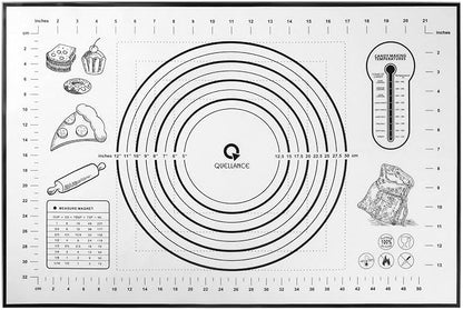 Silicone Baking Mat Extra Large, Pastry Mat with Measurement, Kitchen Counter Mat for Pie Crust, Pizza and Cookies - BPA Free Oven Liner/Kneading Matts,16" x 24", Black