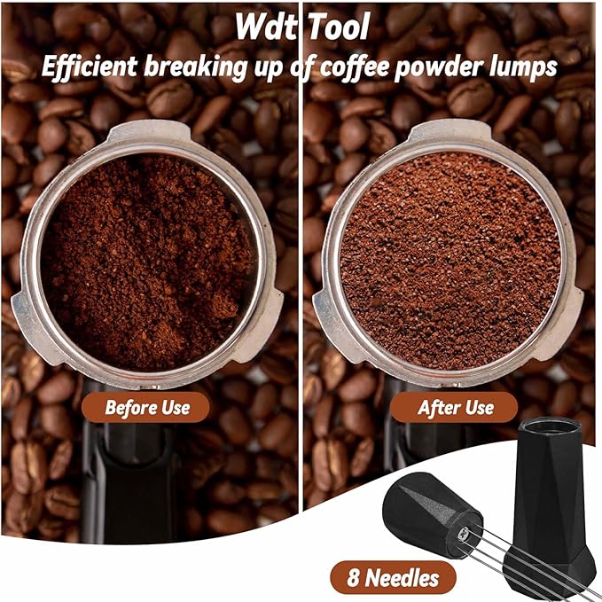 58mm Espresso Tamper, Espresso Accessories, Coffee Tamper with Espresso Distribution Tool, Wdt Tool Espresso, Espresso Tamper with Silicone Mat, Stainless Steel Base Tamper for Espresso Coffee Machine