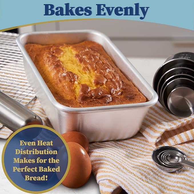 Ultra Cuisine Aluminum Loaf Pan for Baking Bread - 9.5x5 inch Loaf Pan, 1lb - Easy Clean, Quality, Durable Bread Tin - Commercial Aluminum Bread Pan for Baking Banana Bread, Cakes, Casseroles, Loaves