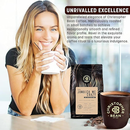 Christopher Bean Coffee - Certified Kosher - Decaf Ground Universal Drip Jamaica Me Crazy Flavored Coffee | Coffee Beans with Medium Roast 100% Arabica, No Sugar, No Fats, Non-Gmo | 10 - Ounce Bag