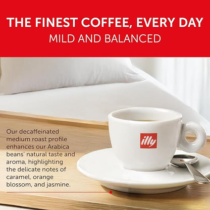 Illy Ground Espresso Coffee, Decaffeinated - Medium Roast - Mild & Balanced - 100% Arabica - Pre-Ground for Espresso - Pressurized Packaging Sealed for Freshness- 8.8oz (Pack of 12)