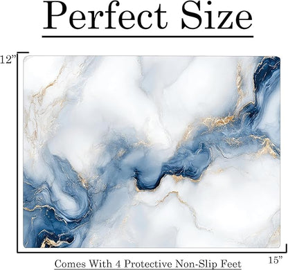 White Blue Cloudy Agate Marble Kitchen Glass Cutting Board Ocean Decorative Gift Marbled Granite Stone Rock Gift For Her Mom Wife (Agate)