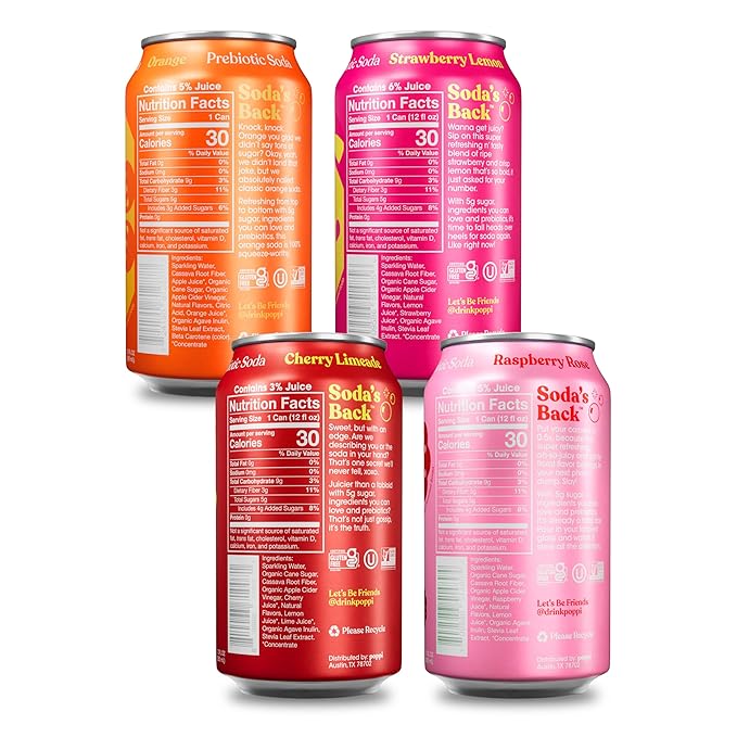Poppi Sparkling Prebiotic Soda Beverage with Apple Cider Vinegar, Seltzer Water and Fruit Juice, Short List Variety Pack, 12 Fl Oz, Pack of 12, Packaging May Vary