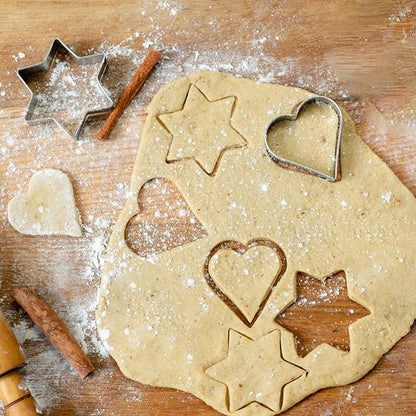 12 Pcs Cookie Cutters Biscuit Cutter Fruit Cutter Shapes Stainless Steel Fondant Cake Mold Heart Flower Star Round Shapes Metal Cutters for Baking