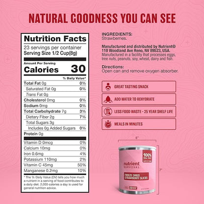 Freeze-Dried Strawberries – Premium Sliced | #10 Can | 25-Year Shelf Life | Emergency Food & Clean Snacking