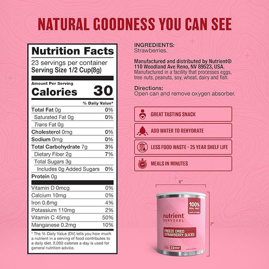 Freeze-Dried Strawberries – Premium Sliced | #10 Can | 25-Year Shelf Life | Emergency Food & Clean Snacking