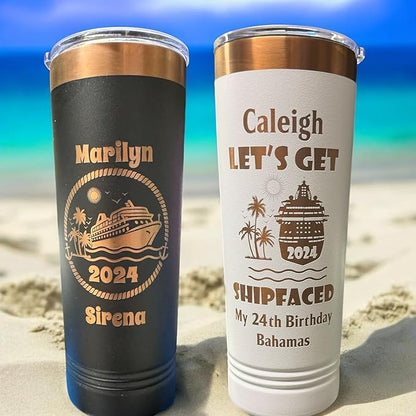 Personalize 20oz Skinny Tumbler: Engraved, Stainless Steel, Insulated, Leak-Proof Lid & Straw, Hot/Cold for Hours, Ideal for Coffee, Water, Wine, Gift for Birthdays, Weddings, Cruise Ships, 25 designs