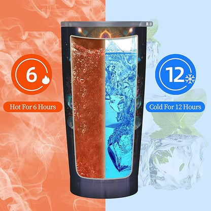 Dragonfly Tumbler with Lid and Straw 20oz Coffee Tumblers Leakproof Stainless Steel Travel Mug Vacuum Insulated Cup for Iced and Hot