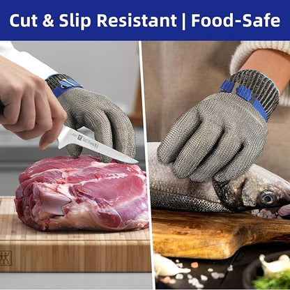 Schwer SlicePro ANSI A9 Cut Resistant Glove PR1706, Stainless Steel Mesh Metal Glove, Food Grade for Kitchen Cooking, Butcher Meat Cutting, Oyster Shucking, Mandoline, Non-PFAS (S, 1 PCS)