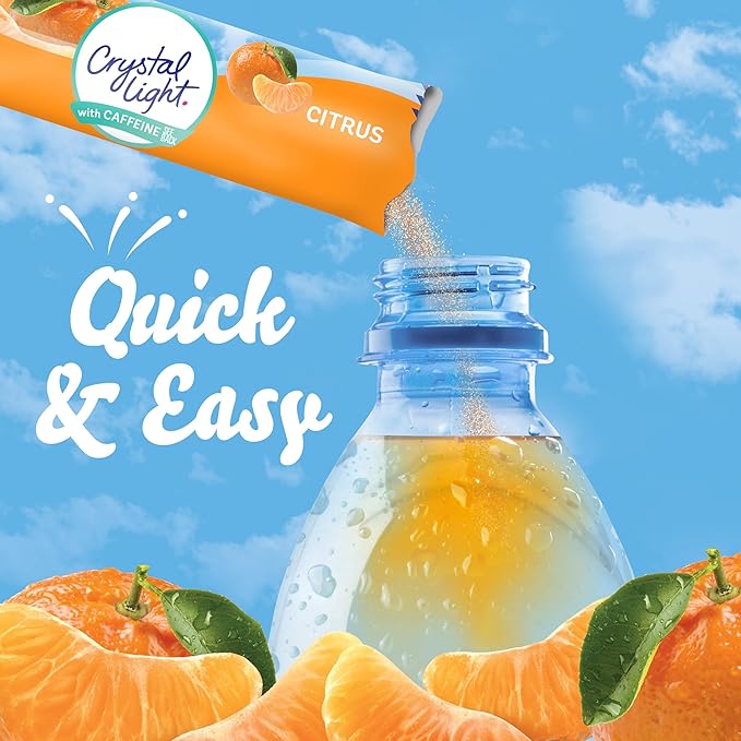 Crystal Light Citrus Naturally Flavored Powdered Drink Mix with Caffeine, 10 ct On-the-Go-Packets