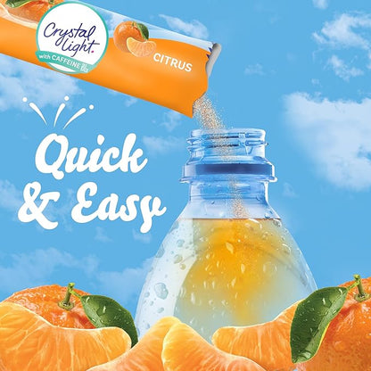 Crystal Light Citrus Naturally Flavored Powdered Drink Mix with Caffeine, 10 ct On-the-Go-Packets