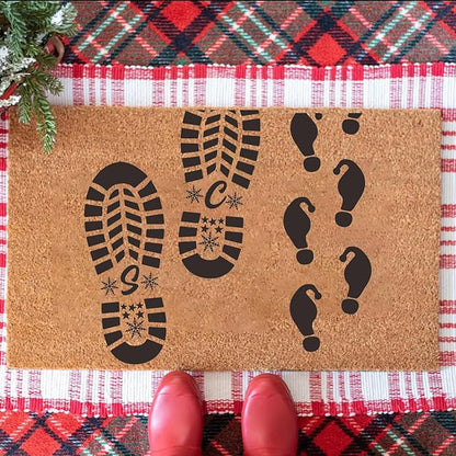 Christmas Stencils 12” Christmas Santa Footprint Stencils Reusable Reindeer Elf Santa Shoe Stencil Holiday Drawing Templates for Floor Porch Wood Sign Decor