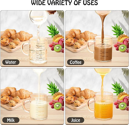 8oz Borosilicate Glass Measuring Cup with Spout Heat&Cold Resistant, Precise oz/ml Measurements, Drip Free Pouring for Kitchen, Baking, Coffee & Lab Easy to Clean Durable & Non-Toxic (Colourful-A)