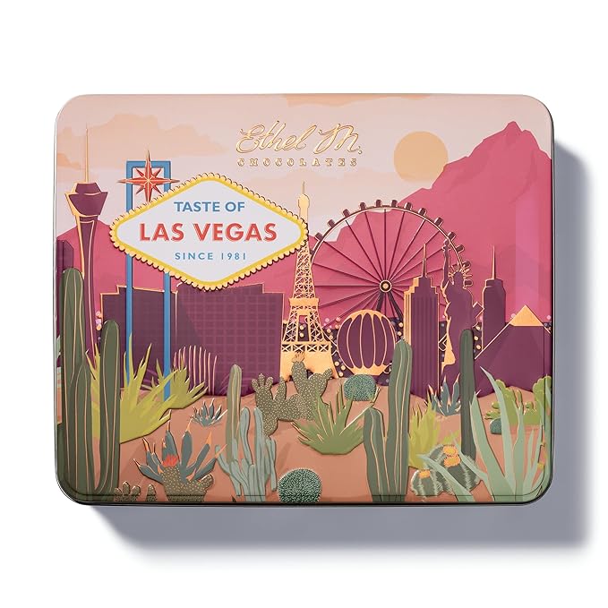 Ethel M Chocolates Premium Taste of Las Vegas Collection Chocolate Gift Box, Milk & Dark Chocolate Candy Assortment, 16 Pieces of Creamy, Smooth and Rich Chocolate Gems