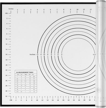 Yansumi silicone pastry non stick baking mat with measurement fondant mat with three sizes for silicone baking mat, counter mat, dough rolling mat,fondant/pie crust mat. (L,24"L x 16"W, Black)