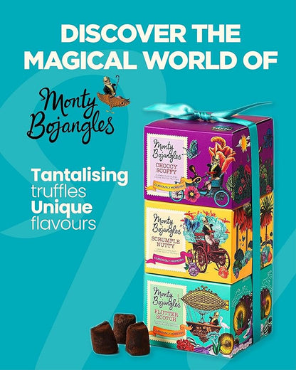 Monty Bojangles Cocoa Dusted Truffles Gift Tower (3 x 3.5oz Boxes) - 3 Flavors of Luxury Chocolate Truffle - The Perfect Chocolate Gift Box Selection