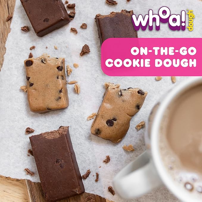 Whoa Dough Allergen Friendly Edible Cookie Dough Bars- Certified Non-GMO, Kosher and Gluten Free Bar - Healthy Snack Foods - Plant Based Snacks - Real Ingredients - Variety Pack (6 Bars)