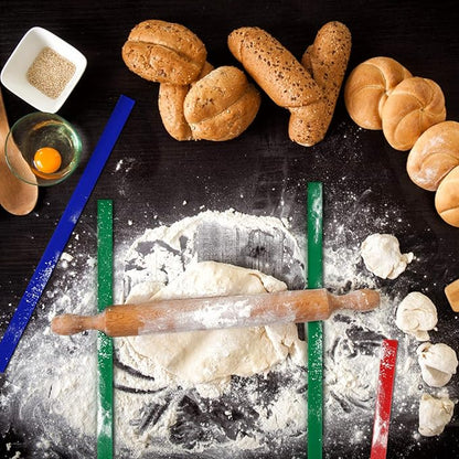 GWHOLE 6Pcs Rolling Pin Guides, Non-Stick Silicone Rolling Pin Ruler Dough Thickness Guides For Dough Cookies Noodles Pizza Baking Strips for Home Kitchen Restaurant