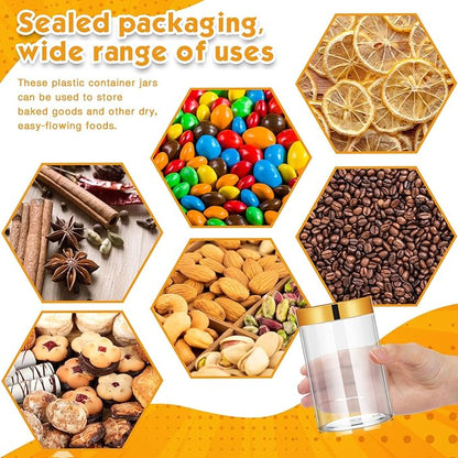 Patelai 4 Pieces Round Wide-mouth Leak Proof Plastic Container Jars with Lids for Travel Storage Makeup Beauty Products Face Creams Oils Salves Ointments DIY Making(10 Ounce,Gold)