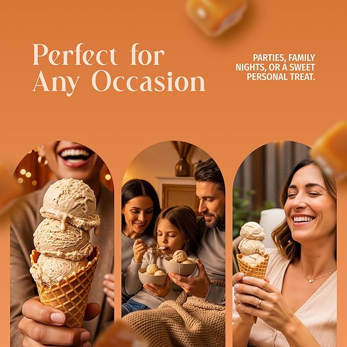 Triple Scoop - Premium Salted Caramel Ice Cream Mix For Ice Cream Maker. Simple, Easy, Delicious. From Gourmet Mix To Maker in 5 Minutes, Makes 2 Creamy Quarts, Made in USA (1 Pack, Salted Caramel)