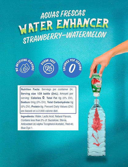 Klass Aguas Frescas | Liquid Water Enhancer | Sugar Free Naturally Flavored Strawberry Watermelon | Keto Friendly |1.62 Oz Pack of 4 (Makes 24 servings each) 0 Calories Per Serving
