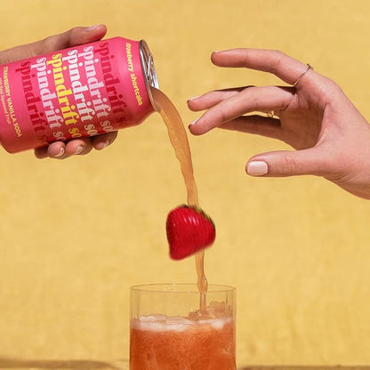 Spindrift Soda "Strawberry Shortcake" Strawberry Vanilla Soda with Real Squeezed Fruit 12 Pack Case