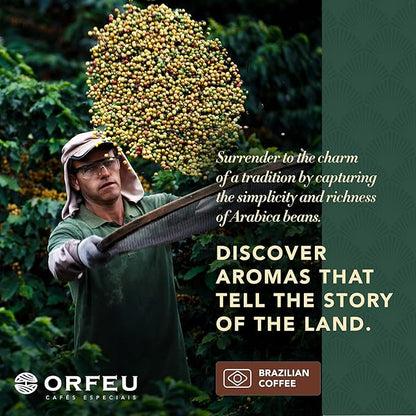ORFEU - Special Coffee Intense - Drip Sachet - 100% Arabica Coffee, Dark Roast, Aroma of Toasted Caramel & Fruit Jam, Low Acidity, Made In Brazil, Velvety Body - 10 Units, 100g (Pack of 2)