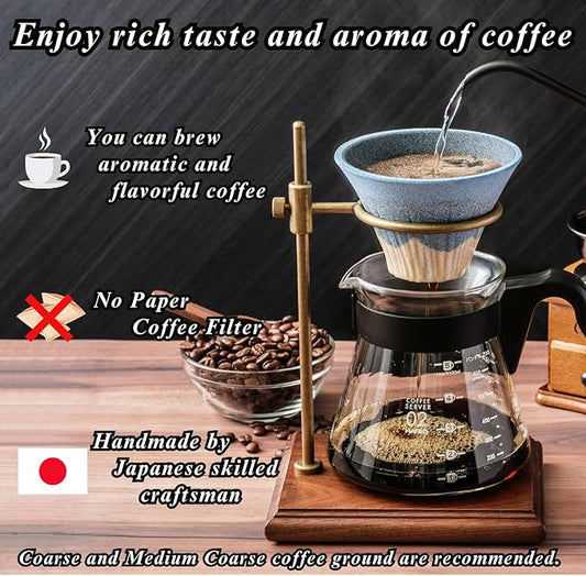 Ceramic Reusable Coffee Filter Dripper Paperless Sustinable Mt. Fuji Made in Japan (Light Green)