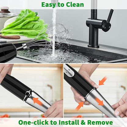 Cordless Immersion Blender Handheld, Rechargeable 4 In 1 Electric Hand Blender Stick Blender Variable Speed with Chopper, Beaker, Whisk, Stainless Steel Blade for Soup, Baby Food, Smoothies