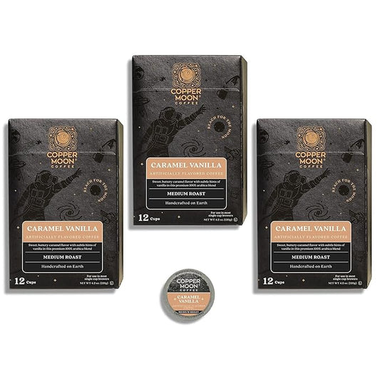 Copper Moon Single Serve Coffee Pods for Keurig K-Cup Brewers, Medium Roast, Caramel Vanilla Blend, 36 Count