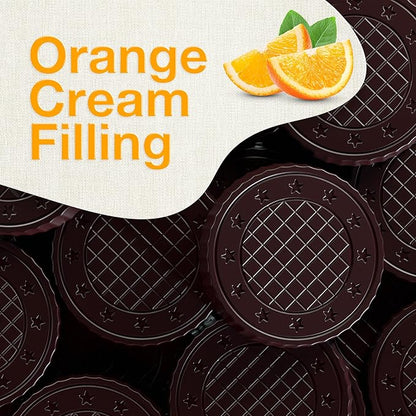 Fiorella Crunch Wafer Cookies, Dark Chocolate Covered Crispy Thin Crunch Wafers with Orange Cream Filling, Chocolate Biscuits, 18 Individually Wrapped Snacks, Pack of 1