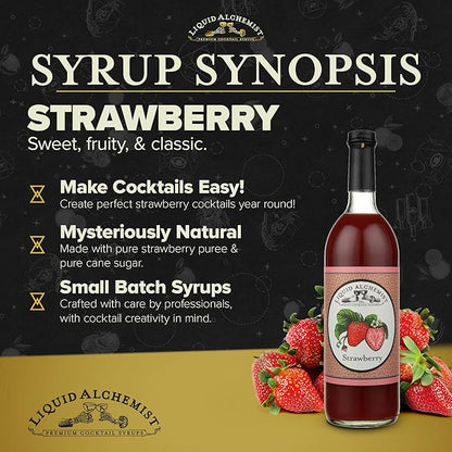 Liquid Alchemist Strawberry Syrup for Drinks - Real Ingredients Make our Strawberry Puree for Drinks a Perfect Margarita Mix - Our Flavored Syrup is Gluten & Dairy Free (12 oz)